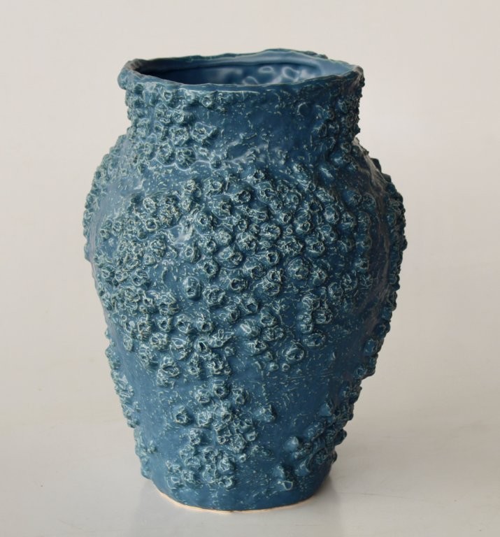 Large Blue Barnacle Ceramic Vase